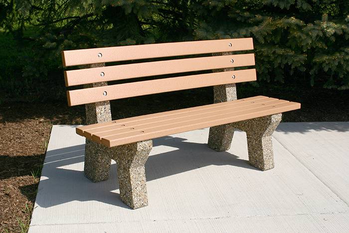 Park Style Bench w/ Recycled Plastic Lumber (B4151 Shown)