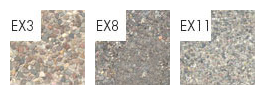 Thumbnails showing our special exposed aggregate finishes