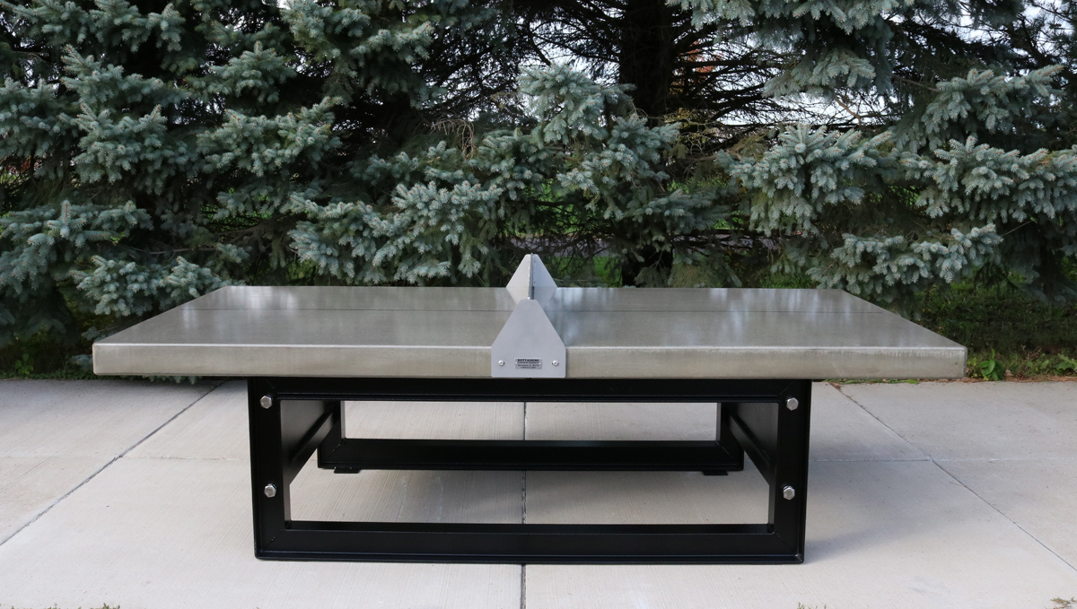 Outdoor Concrete Ping Pong/Tennis Table with steel base.