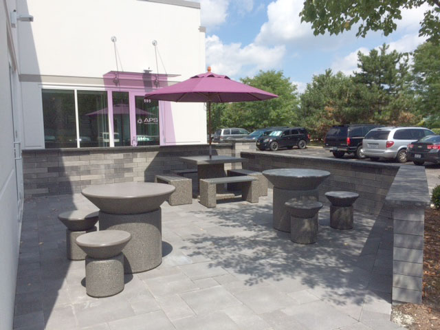 Concrete Table Sets for outdoor patio at Aircraft Propeller Services