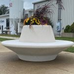 palm springs planter with flowers